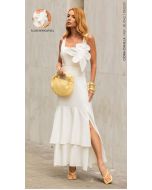 Cora Canela | saia Viscolinho c/ Elastano Off White