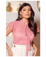 Dumene | Blusa Gola Laço Rosa