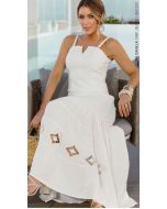 Cora Canela | Cropped Viscolinho c/ Elastano Off White De alça