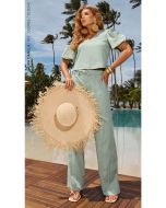 Cora Canela | Calça Slub Verde Menta