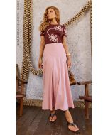 Cora Canela | Saia Slub com Linho Rosa