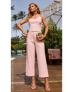 Cora Canela | Calça Linho Rosa