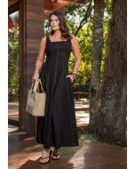 Vanessa Ferraz | Vestido Midi de linho Preto