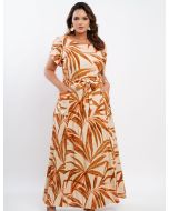 Dona Charme | Vestido Longo de Linho Estampado