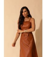 Flor da Moda | Cropped Couro Pu Camel