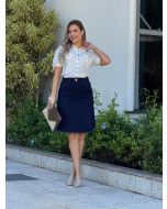 Base Seth | Saia jeans azul escuro