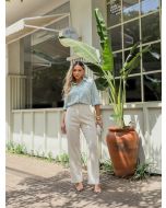 Julia Rodrigues | Camisa Linho Estamp. Verde Chá