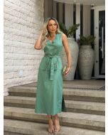 Julia Rodrigues | Vestido Transp. Midi Verde Aloe