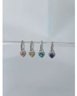 Jaqueline Bueno | Brinco de Argolas com Pingente de Coração em Prata Cravejado