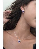 Jaqueline Bueno | Conjunto Colar e Brinco em Prata Roxo