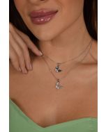 Jaqueline Bueno | Colar em Prata com Banho de Ródio de Borboleta