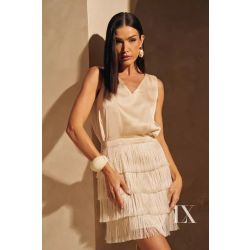 Luxo |  Vestido Curto com Franjas Maitê Pérola