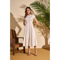 Império By Titanium | Vestido Midi Alfaiataria com Recortes 125 cm