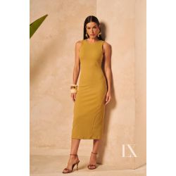 Luxo | Vestido Midi Alana Mostarda