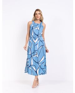 FAJOS - VESTIDO MIDI VISCOLINHO EST C/CINTO ARG/FENDA LATERAL