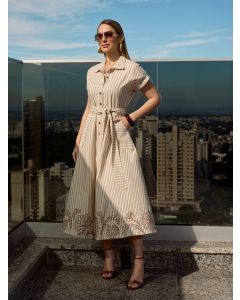 Imp&eacute;rio By Titanium | Vestido de Linho Rayon Listrado