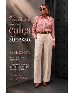 Julia Rodrigues - Cal&ccedil;a Pantalona Linho