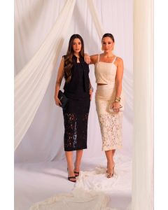 Flor da Moda | Saia Midi Renda 