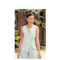 Imperio By Titanium | Blusa Alfaiataria de Viscose Verde Claro