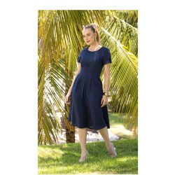 Imperio By Titanium | Vestido Tecido Plano com Martingale Azul Marinho