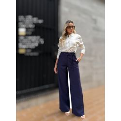 Julia Rodrigues | Calça Wide Leg Azul Marinho