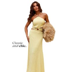 Lily Belle | Vestido Viscose Anarruga Amarelo Manteiga