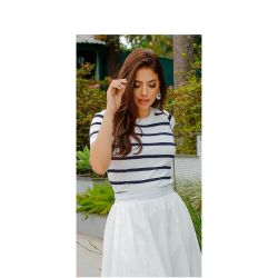 Imperio By Titanium | Blusa de Trico Listrado Branco