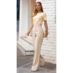 Cora Canela | Calça Linho c/ Elastano Natural