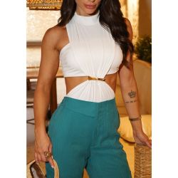 Lily Belle | Body Malha Peach Poliamida Branco