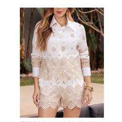 Imperio By Titanium | Conjunto com Tecido de Algodão Bordado Bege