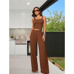 Maria Dondoca | Conjunto Pantalona Viena Moletinho Marrom