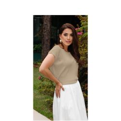 Imperio By Titanium | T-shirt de Malha Canelada Caramelo