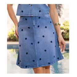 Imperio By Titanium | Saia Jeans com Bordado de Póa