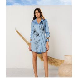 Madri Belle | Chemise Luna com Estampa Azul
