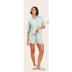 Recco | Conjunto Aberto Curto de viscose Plana Verde Menta