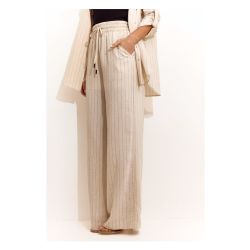 Lily Belle | Calça em Rayon Risca de Giz Cru