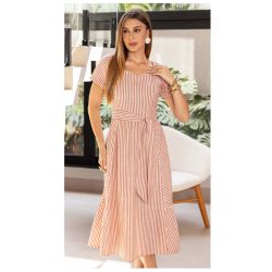 Imperio By Titanium | Vestido Tecido Plano Listrado Godê