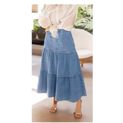 Imperio By Titanium | Saia Jeans Claro 3 Marias Longa Claro