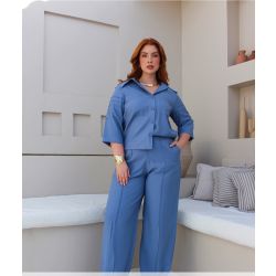 Madri Belle | Calça Fernada em Alfaiataria Azul