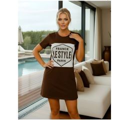 Maria Dondoca | Vestido Bicolor Moletinho Marrom com Off