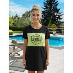 Maria Dondoca | Vestido Bicolor Moletinho Preto com Lima
