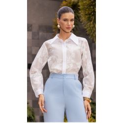 Imperio By Titanium | Camisa de Liocel Bordado Branco