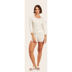Recco | Pijama Manga 3/4 e Shorts de Biscose Canelada