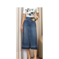 Imperio By Titanium | Saia Evase Jeans com Abertura