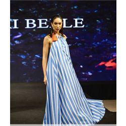 Madri Belle | Vestido Alicia Est. Off White com Azul
