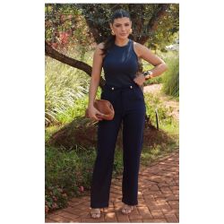 Dumene | Calça com Cinto Trançado Alfaiataria Armani Marinho