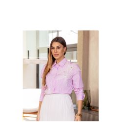Imperio By Titanium | Camisa de Tricoline Listrado Rosa