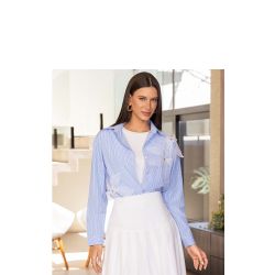 Imperio By Titanium | Camisa de Tricoline Listrado Azul