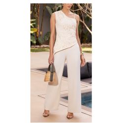Imperio By Titanium | Conjunto de Alfaiataria com Guipir Bege