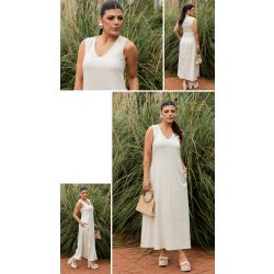 Dumene | Vestido Regatão Linho Gelo